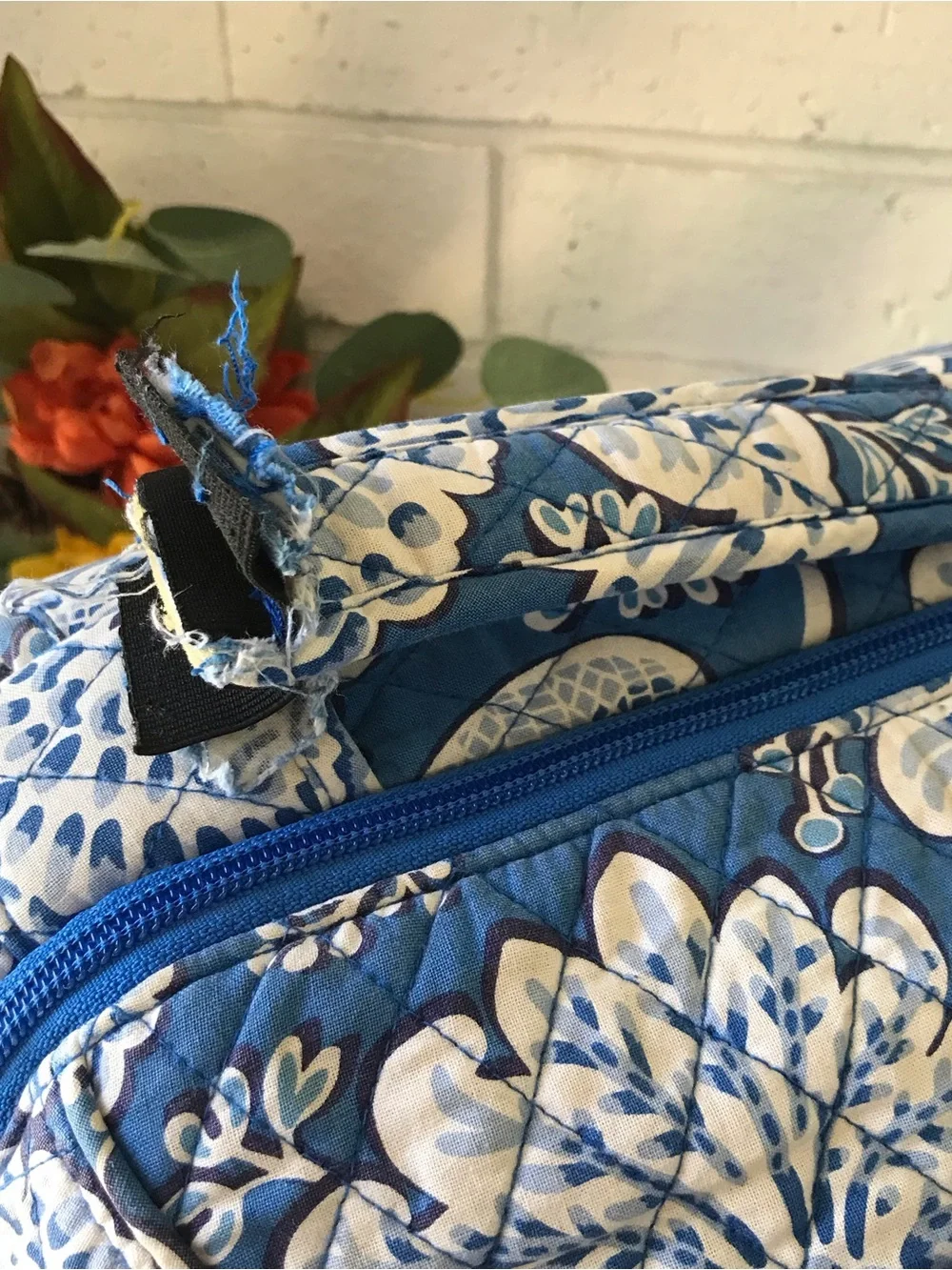 Vera Bradley Blue Lagoon Backpack Padded Laptop Quilted Floral Tote